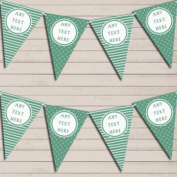 Stripes & Polka Dot Teal Personalized Birthday Bunting