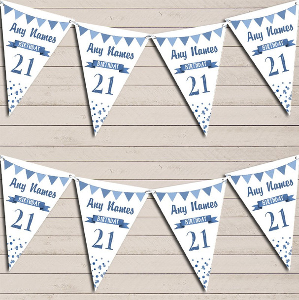 Any Age Birthday 18Th 21st 30th 40th 50th 60th Blue Birthday Bunting