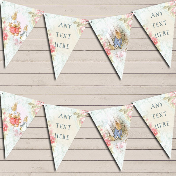 Peter Rabbit Floral Vintage Rustic Personalized Baby Shower Bunting