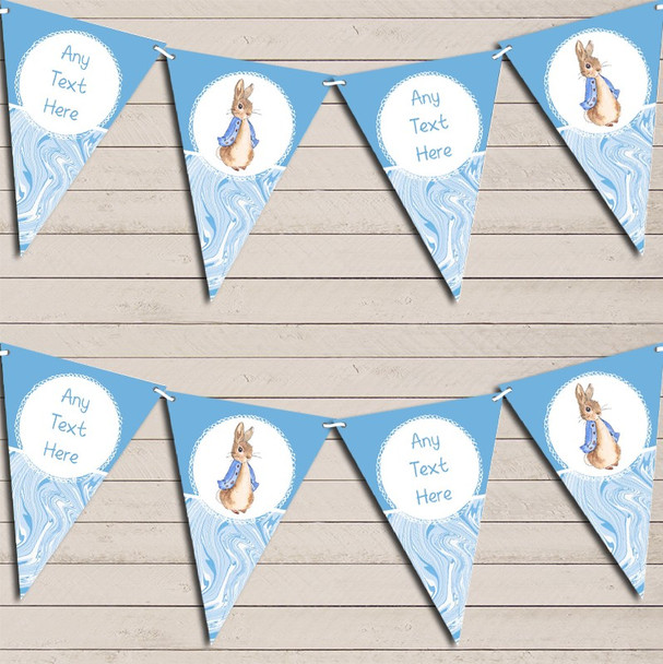 Baby Blue Peter Rabbit Marble Personalized Baby Shower Bunting