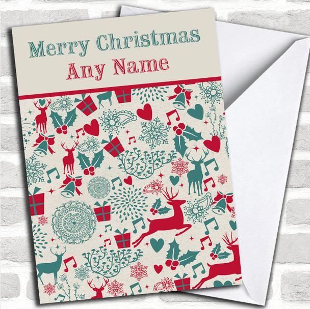 Reindeers & Holly Personalized Christmas Card