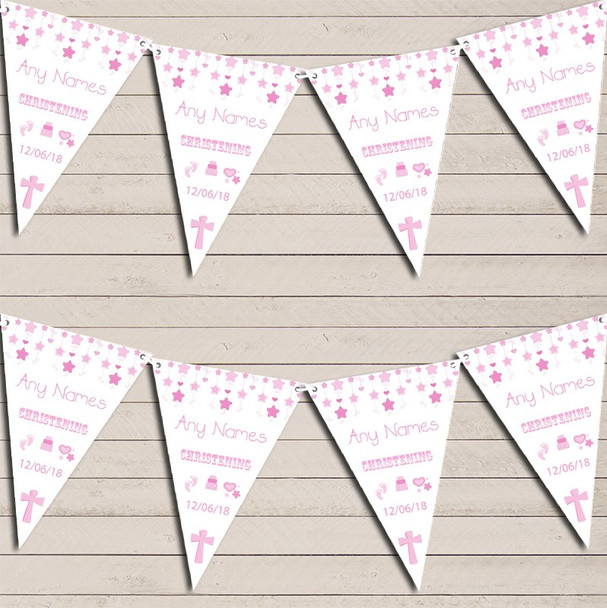 Christening Or Baptism Pink Girl Personalized Christening Bunting