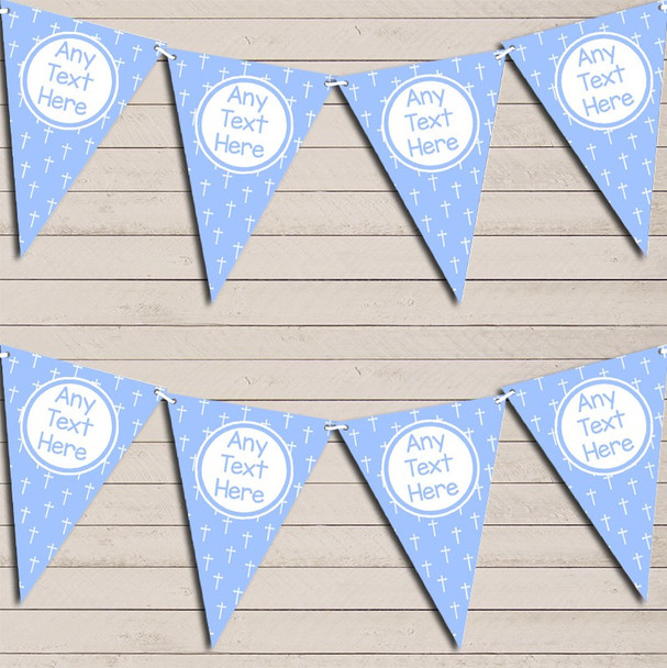 Crucifix Cross Christening Baptism Communion Blue Christening Bunting