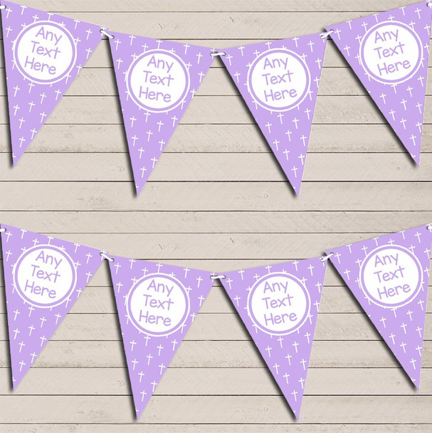 Crucifix Cross Christening Baptism Communion Lilac Purple Christening Bunting