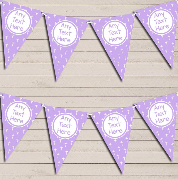 Crucifix Cross Christening Baptism Communion Lilac Purple Christening Bunting