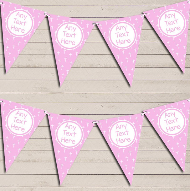 Crucifix Cross Christening Baptism Communion Pink Christening Bunting