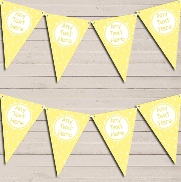 Crucifix Cross Christening Baptism Communion Yellow Christening Bunting