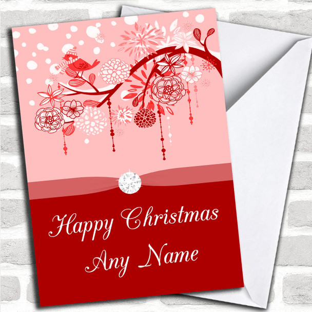 Red Xmas Bird Personalized Christmas Card