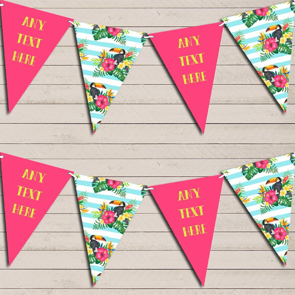 Tropical Floral Hawaiian Beach Party Luau Blue Personalized Hen Do Party Bunting