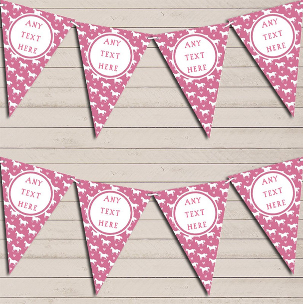 Pink Horses Pony Personalized Children's Birthday Bunting