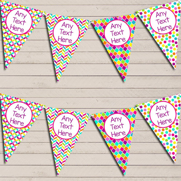 Bright Jazzy Rainbow Multi Colours Personalized Children's Birthday Bunting