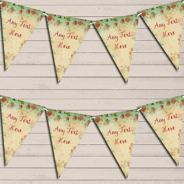 Shabby Chic Floral Vintage Green Red Personalized Wedding Day Bunting