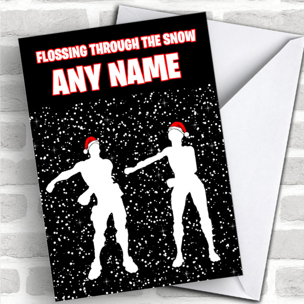 Fortnite Flossing Through The Snow Personalized Children's Christmas Card