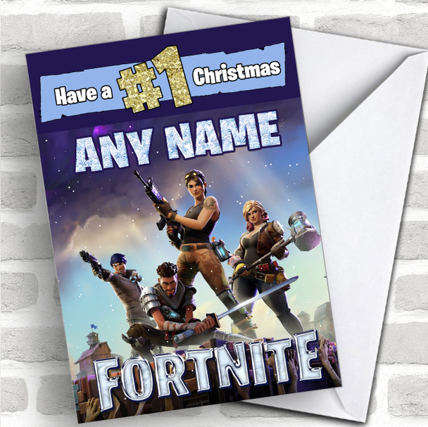 Fortnite Number 1 Christmas Personalized Children's Christmas Card