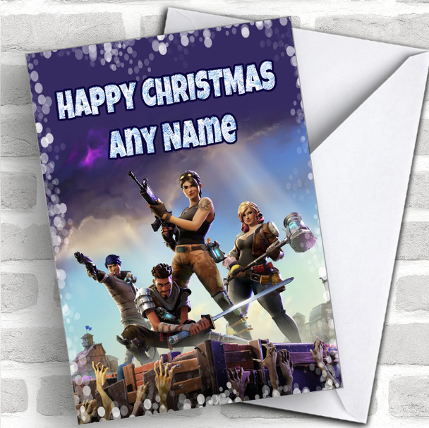 Purple Fortnite Game Personalized Children's Christmas Card