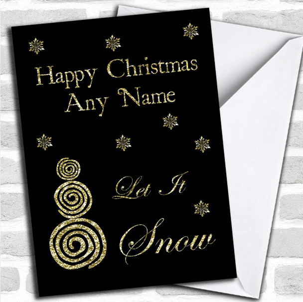 Golden Snowflakes Personalized Christmas Card