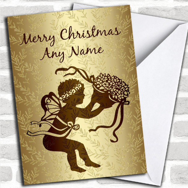 Gold Xmas Angel Personalized Christmas Card