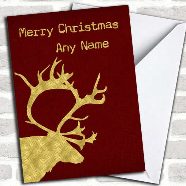 Gold Reindeer Personalized Christmas Card
