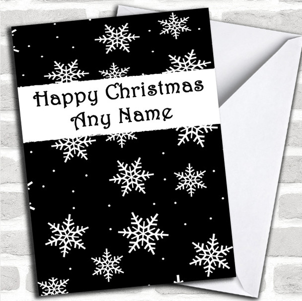 Black Snowflakes Christmas Card Personalized