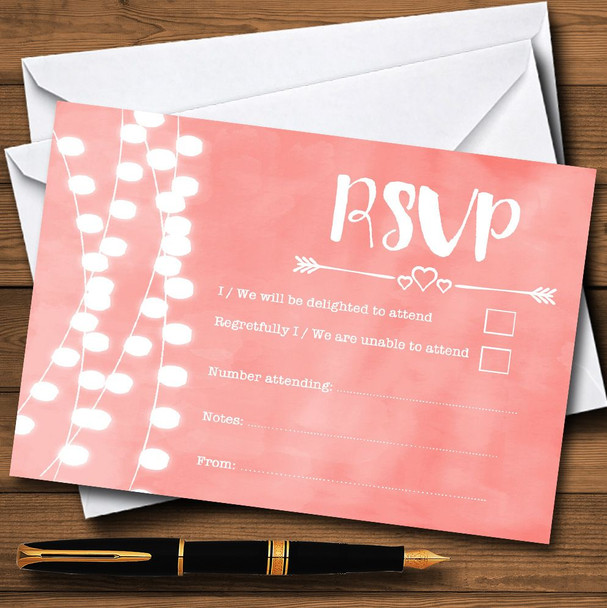 Coral Pink Lights Watercolour Personalized RSVP Cards