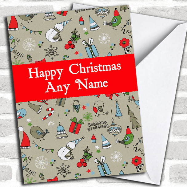 Modern Red Christmas Card Personalized
