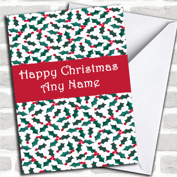 Holly Christmas Card Personalized