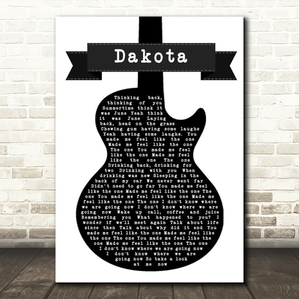 Stereophonics Dakota Black & White Guitar Song Lyric Quote Print