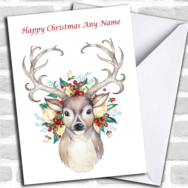 Decorated Reindeer Personalized Christmas Card