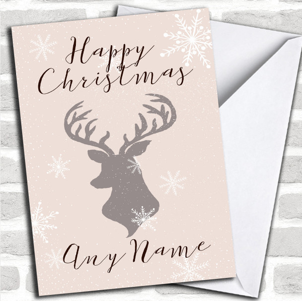 Stag & Snowflakes Personalized Christmas Card