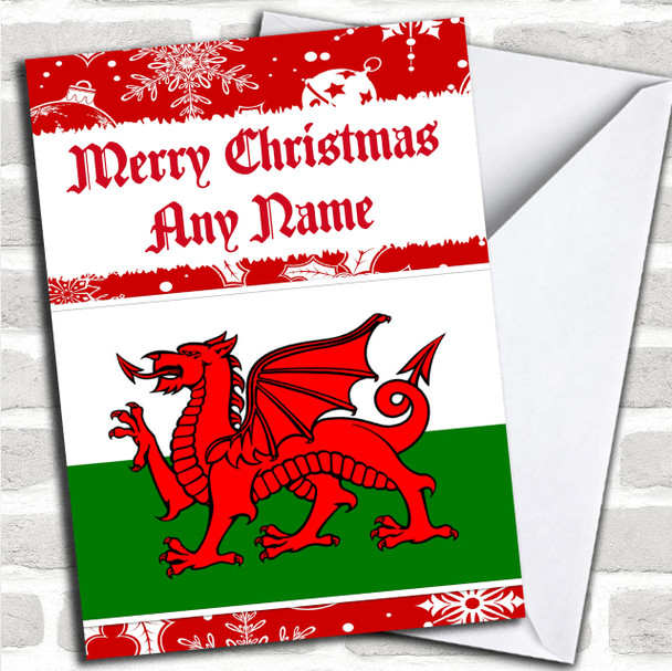 Welsh Flag Personalized Christmas Card