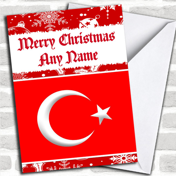 Turkish Flag / Turkey Personalized Christmas Card
