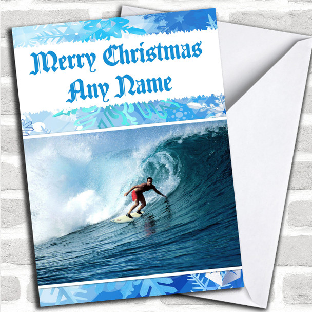 Surfing Personalized Christmas Card