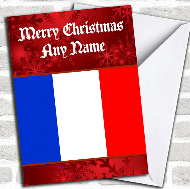 French Flag / France Personalized Christmas Card