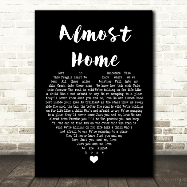 Alex & Sierra Almost Home Black Heart Song Lyric Quote Print