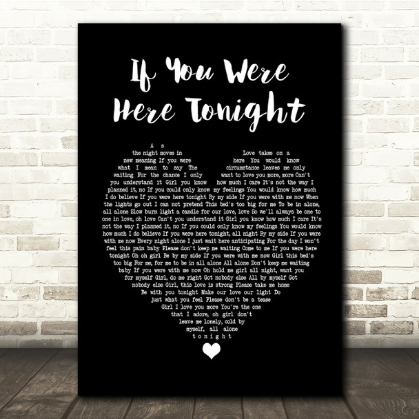 Alexander O'Neal If You Were Here Tonight Black Heart Song Lyric Quote Print