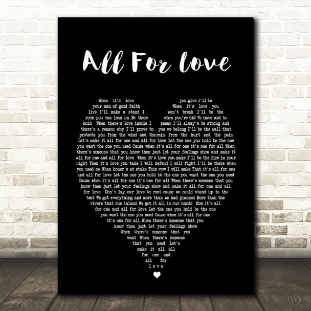 All For Love Rod Stewart Black Heart Song Lyric Quote Print