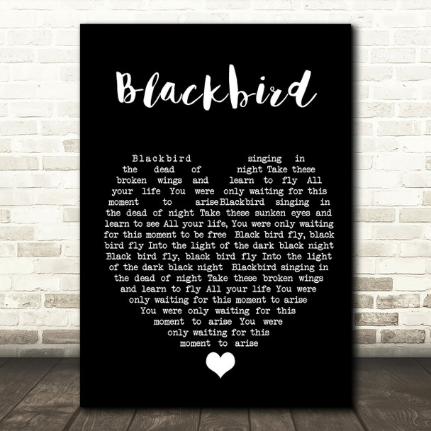 Blackbird The Beatles Black Heart Quote Song Lyric Print