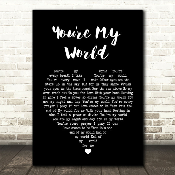 Cilla Black You're My World Black Heart Song Lyric Quote Print