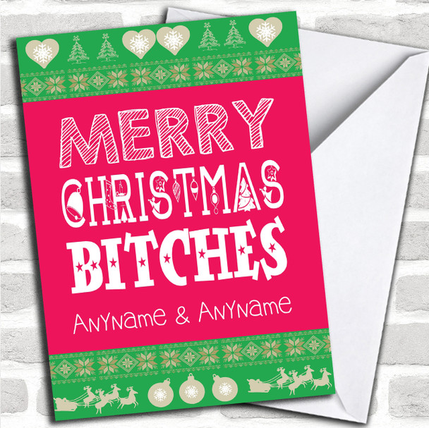 Merry Xmas Bitches Funny Personalized Christmas Card