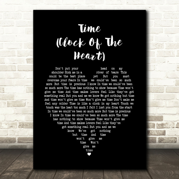 Culture Club Time (Clock Of The Heart) Black Heart Song Lyric Quote Print