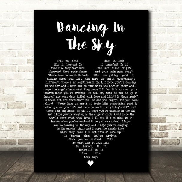 Dani And Lizzy Dancing In The Sky Black Heart Song Lyric Quote Print