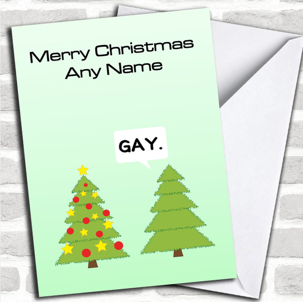 Funny Gay Xmas Tree Personalized Christmas Card