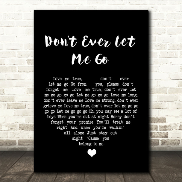 Eddie Cochran Don't Ever Let Me Go Black Heart Song Lyric Quote Print