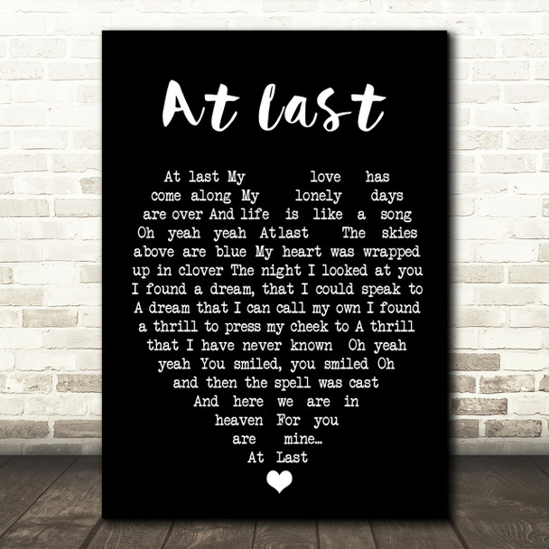 Etta James At Last Black Heart Quote Song Lyric Print