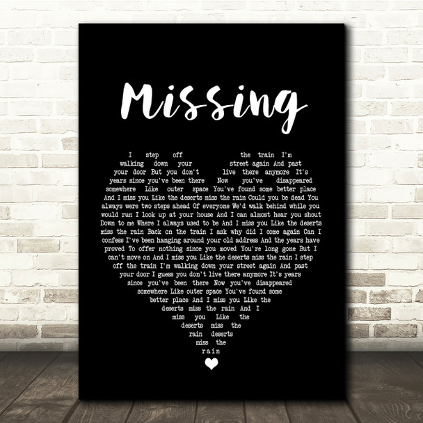 Everything But The Girl Missing Black Heart Song Lyric Quote Print