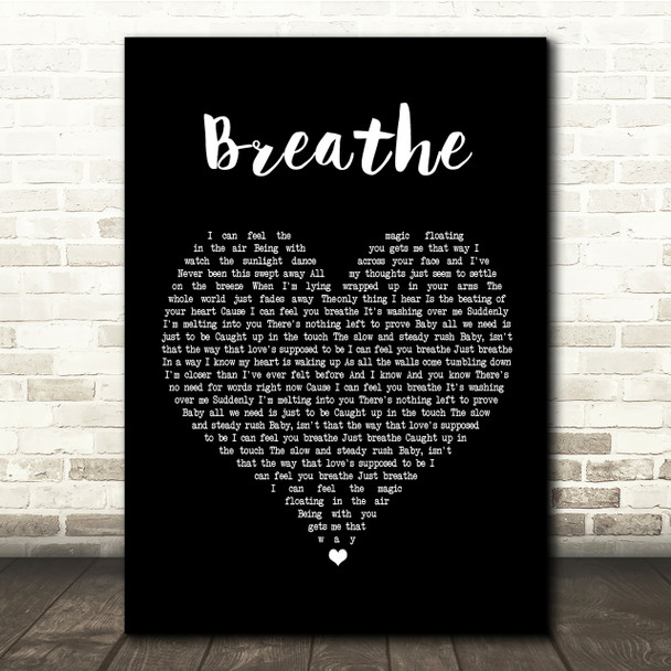 Faith Hill Breathe Black Heart Song Lyric Quote Print