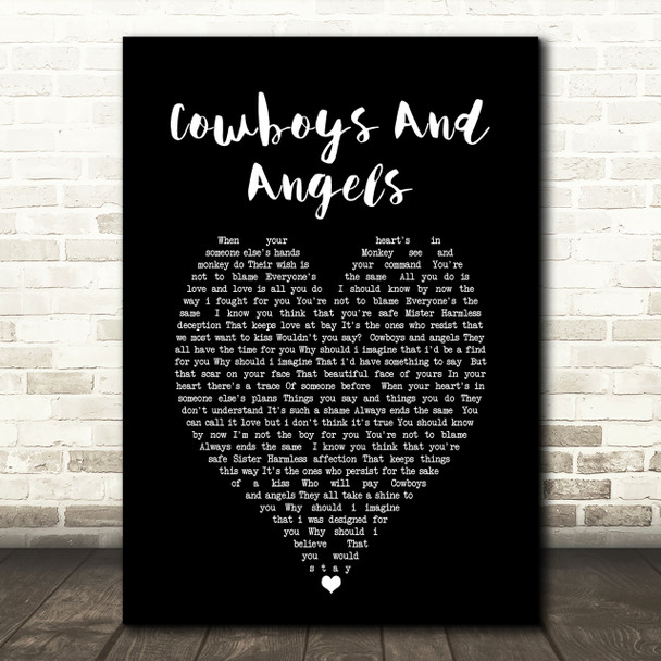 George Michael Cowboys And Angels Black Heart Song Lyric Quote Print