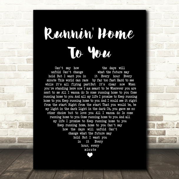 Grant Gustin Runnin' Home To You Black Heart Song Lyric Quote Print