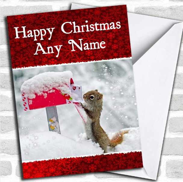 Funny Squirrel Christmas Card Personalized