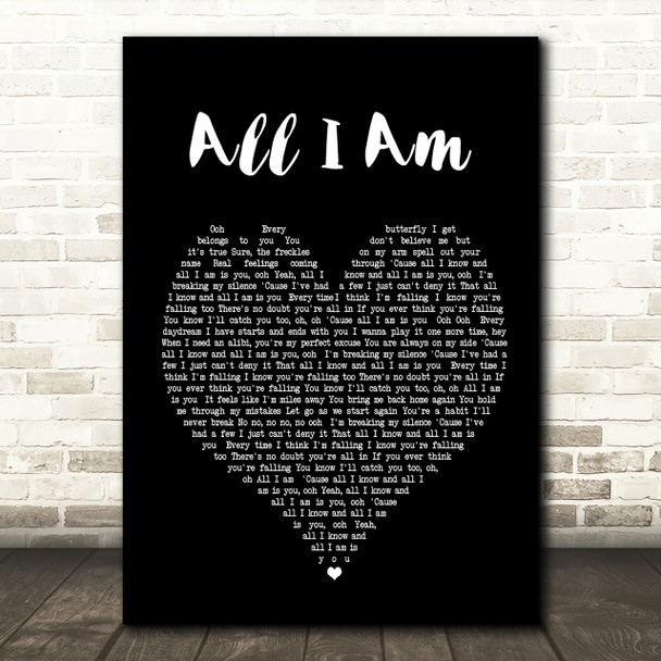 Jess Glynne All I Am Black Heart Song Lyric Quote Print